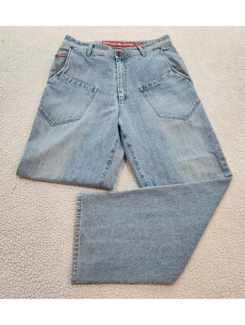 Vintage Ecko Unltd Jeans 40x32 Light Wash Baggy Y2K Raw Denim Skater Cotton RARE